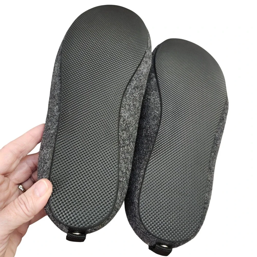 Mahabis Classic Wool Slippers Charcoal Grey wool Lined  Mens 11.5-12 Felt Cozy